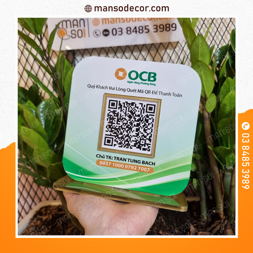Bảng quét mã QR code | Bản vuông | thông tin số tài khoản ngân hàng ...