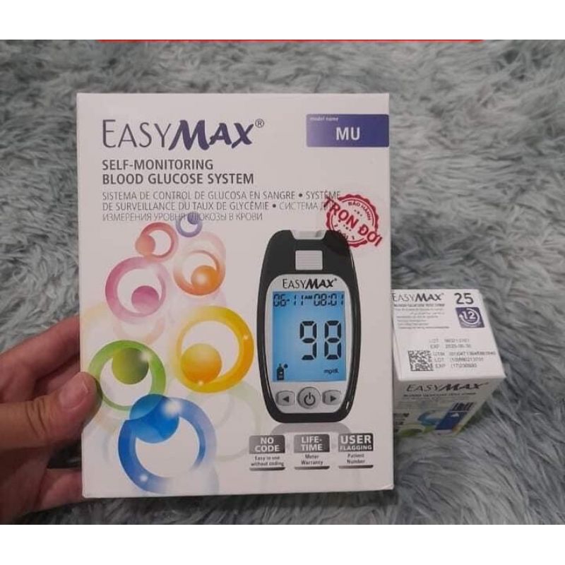 [THANH LÝ] Combo Máy thử đường huyết Easy Max MU ( Kèm hộp 25 Que thử ...