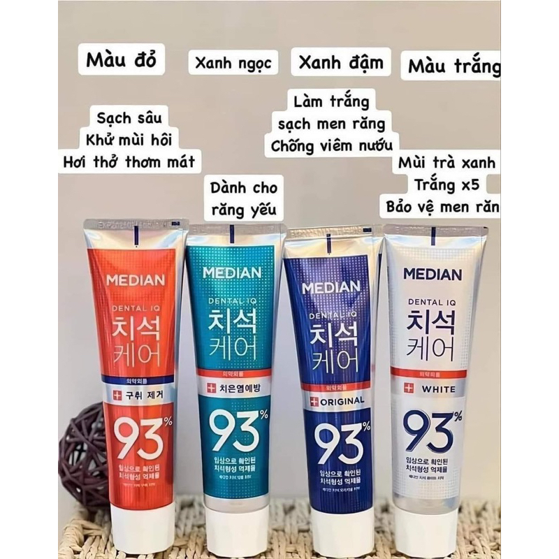Kem đánh răng MEDIAN 93% IQ DENTAL Toothpaste giúp trắng răng, giảm ố, loại bỏ mùi hôi 120g IS252
