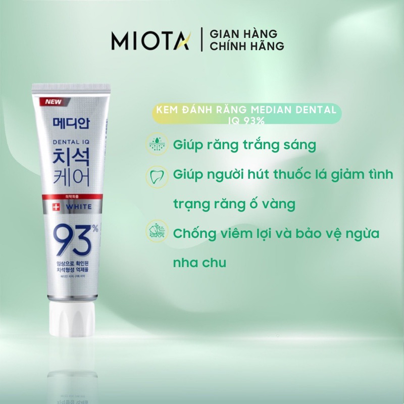 Kem đánh răng MEDIAN 93% IQ DENTAL Toothpaste giúp trắng răng, giảm ố, loại bỏ mùi hôi 120g IS252
