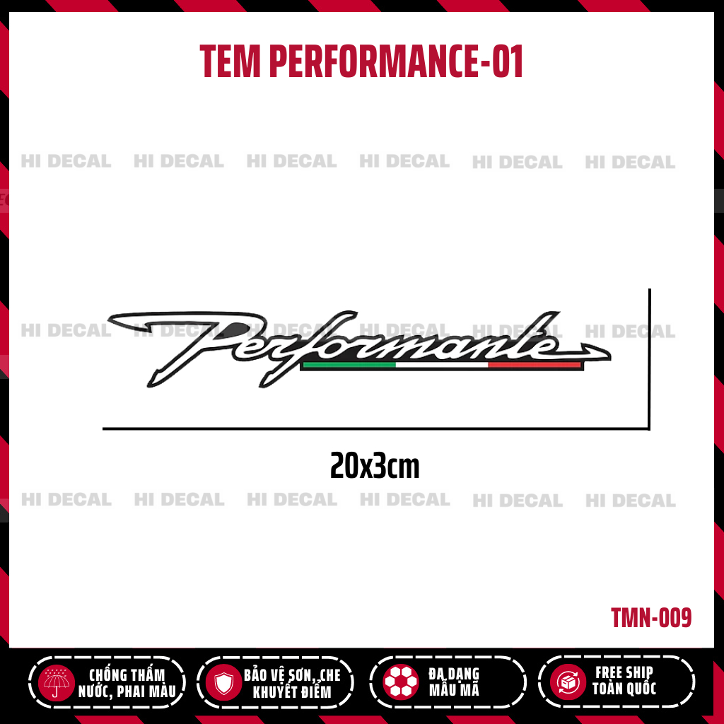 [2 Chiêc] Tem Performance Phản Quang dán xe máy ô tô, chống nước chống phai màu