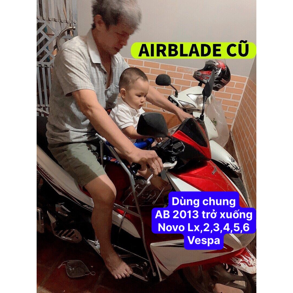 Ghế đi xe máy an toàn cho bé , ghế ngồi xe airblade cũ 2013 trở xuống, ghế ga xếp sắt sơn tĩnh điện gấp gọn