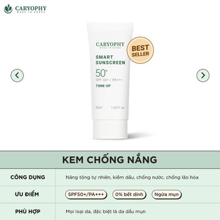 Kem chống nắng Caryophy Smart Tone-up Sunscreen nâng tone cho da dầu mụn chính hãng 50ml - Bebeau