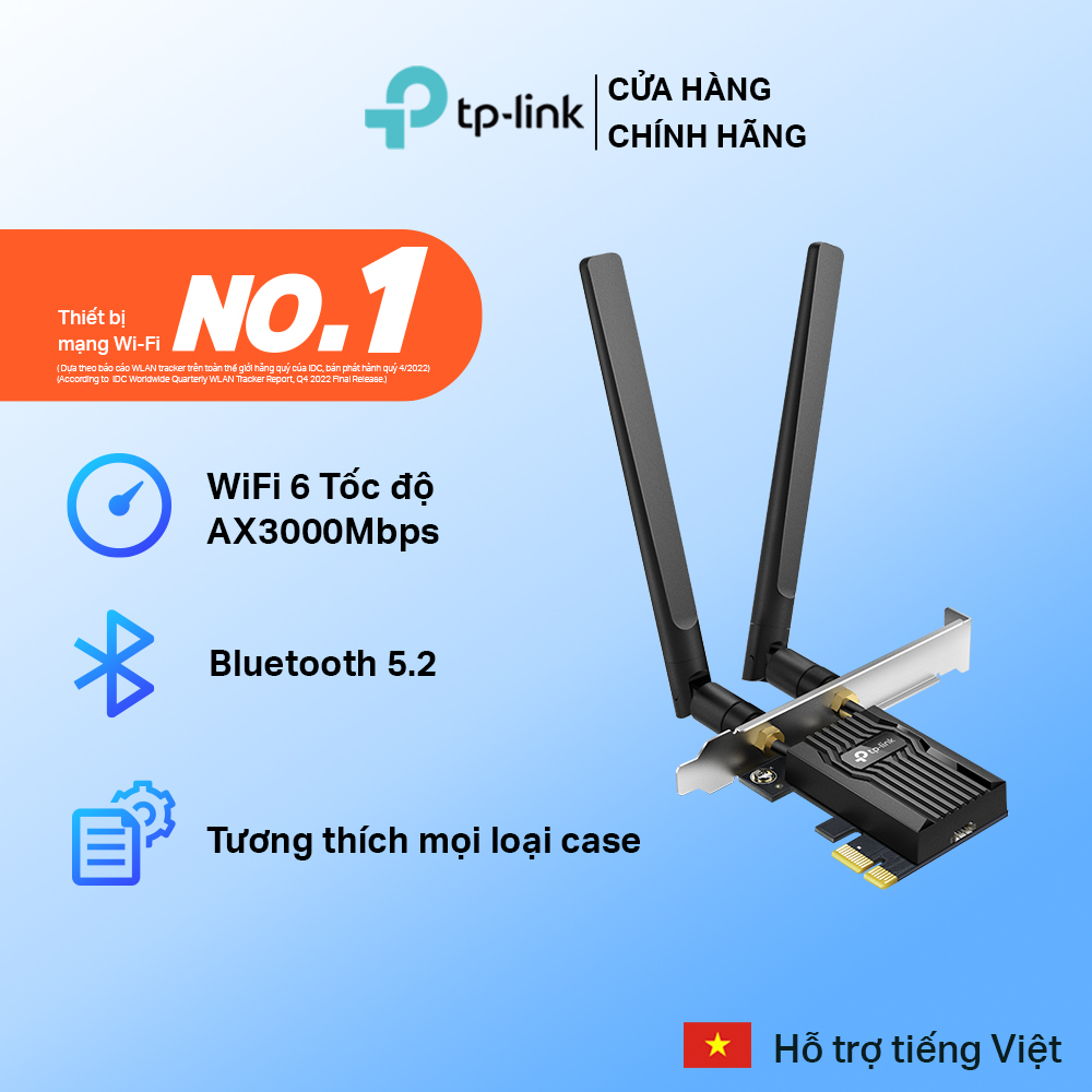 Bộ Chuyển Đổi Card WiFi PCIe TPLink Archer TX55E Bluetooth 5.2 WiFi 6