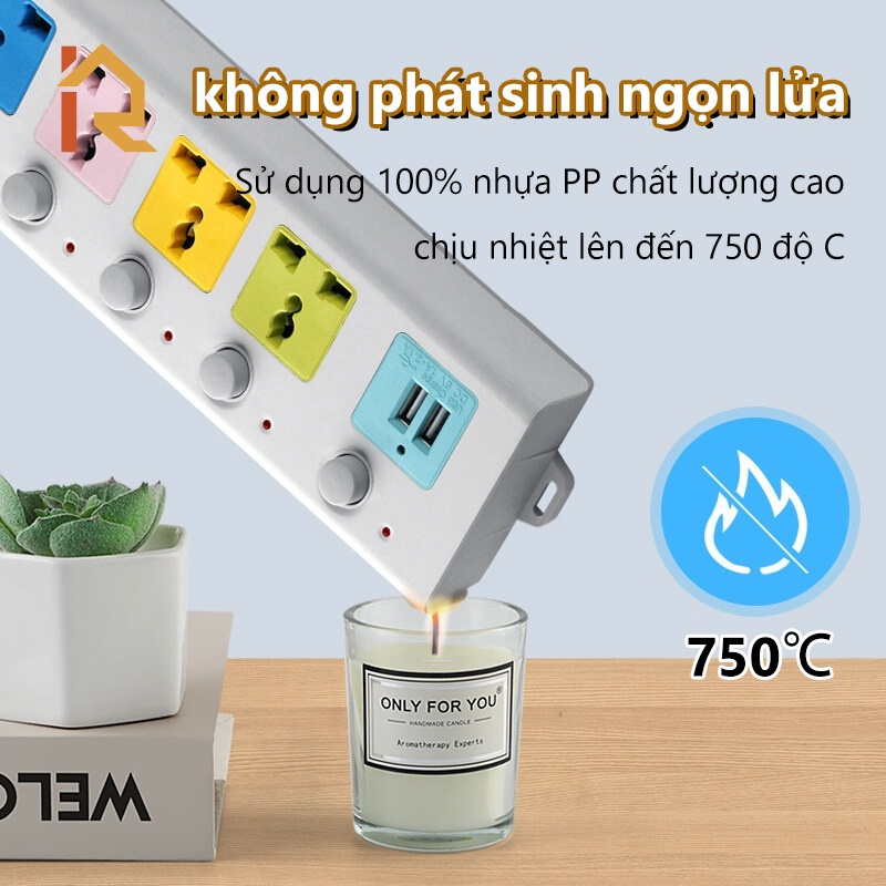 Ổ Cắm Điện USB Đa Năng Cao Cấp Chống Giật Dây Dài 4m 2 Cổng Cắm USB Có Chốt An Toàn Tiện Dụng, Ổ Cắm Điện Chịu Tải 2500W