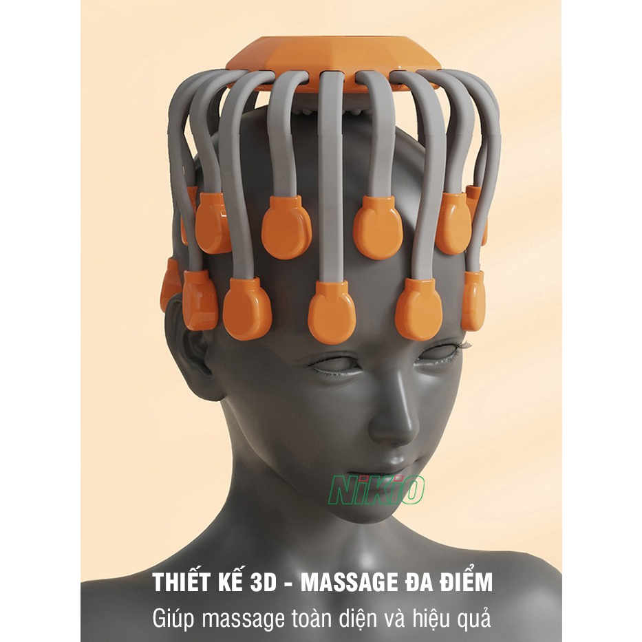 Máy massage đầu bạch tuộc 20 chân Nikio NK-113 - Massage thư giãn giảm đau nhức đầu, giảm stress