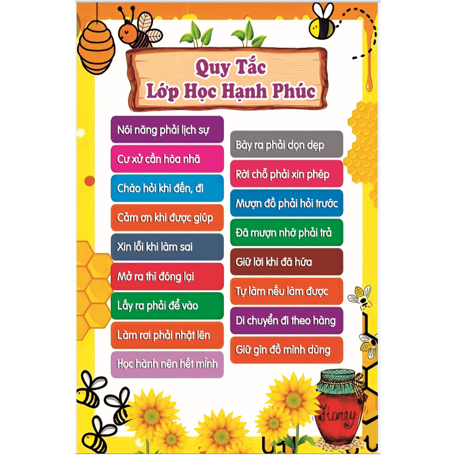 Lớp học hạnh phúc chất liệu bạt bền màu giá rẻ kích thước tùy chọn