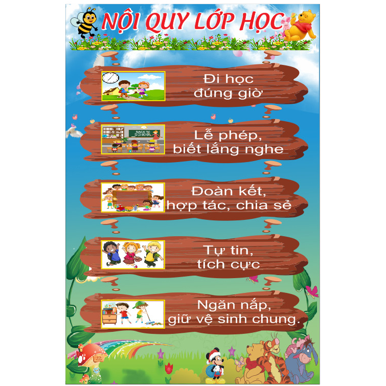 Trang trí lớp học - NỘI QUY LỚP bạt lụa nhiều mẫu kích thước 60cmx100cm