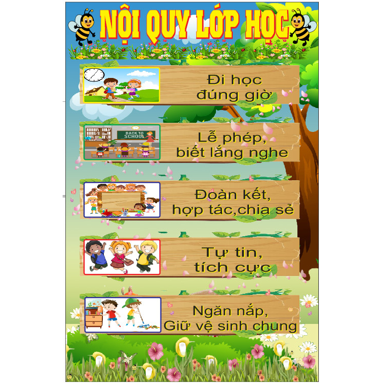 Trang trí lớp học - NỘI QUY LỚP bạt lụa nhiều mẫu kích thước 60cmx100cm
