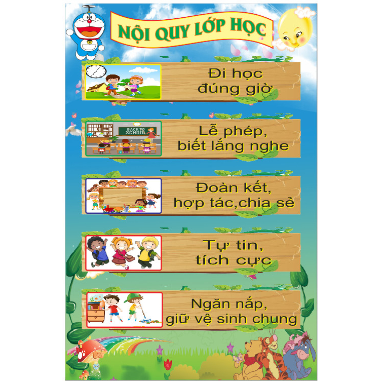 Trang trí lớp học - NỘI QUY LỚP bạt lụa nhiều mẫu kích thước 60cmx100cm