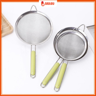 Rây lọc cháo inox cán xanh cao cấp 12cm, 14cm, 16cm