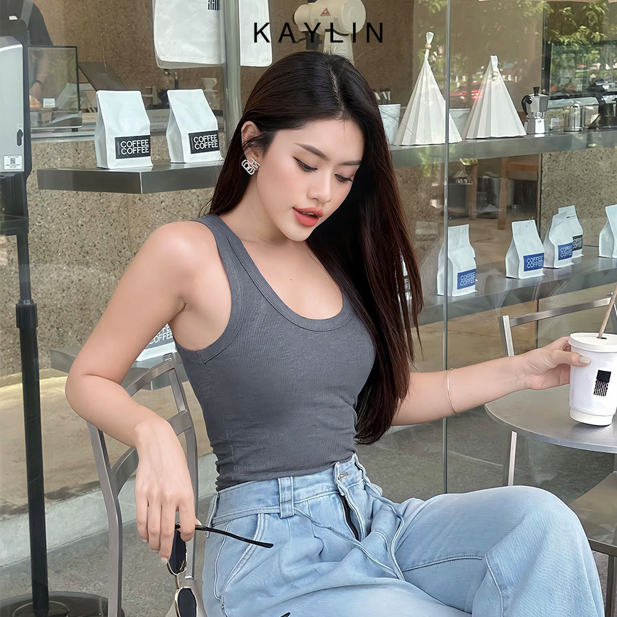 Ảnh Áo thun ba lỗ KAYLIN Basic khoét cổ form ôm chất vải thun co giản thoải mái mát mẻ - N2006 2