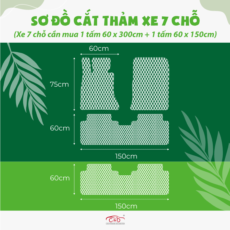 Thảm Lót Sàn Ô Tô Cuộn Dày CIND HB008A-B cho xe 4 chỗ, 5 chỗ và 7 chỗ