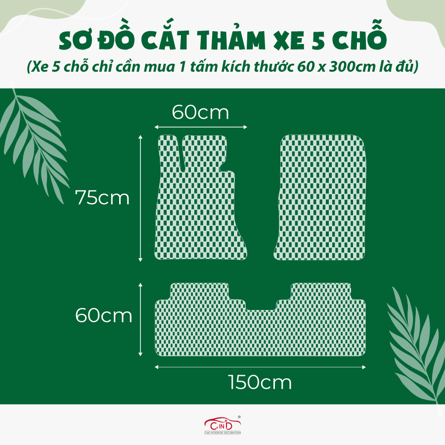 Thảm Lót Sàn Ô Tô Cuộn Dày CIND HB008A-B cho xe 4 chỗ, 5 chỗ và 7 chỗ