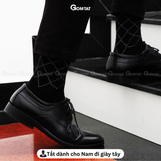 Hộp 5 đôi tất giày tây nam cổ cao GOMTAT hoạ tiết sọc chéo, chất liệu cotton cao cấp thoáng mát - LUX-TAYCHEO-CB5