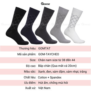 Hộp 5 đôi tất giày tây nam cổ cao GOMTAT hoạ tiết sọc chéo, chất liệu cotton cao cấp thoáng mát - LUX-TAYCHEO-CB5