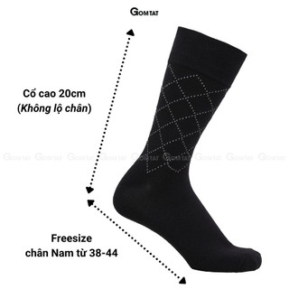 Hộp 5 đôi tất giày tây nam cổ cao GOMTAT hoạ tiết sọc chéo, chất liệu cotton cao cấp thoáng mát - LUX-TAYCHEO-CB5