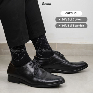 Hộp 5 đôi tất giày tây nam cổ cao GOMTAT hoạ tiết sọc chéo, chất liệu cotton cao cấp thoáng mát - LUX-TAYCHEO-CB5