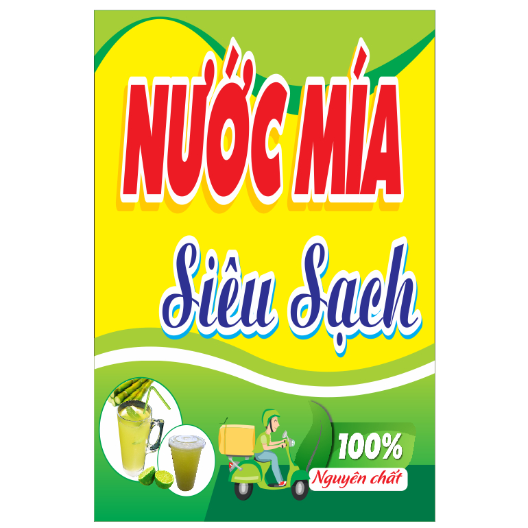 Đề can in nước mía siêu sạch bóc Dán Quầy Nước Mía, Tủ Mía, Máy Ép Mía chống nước nhiều kích thước giá siêu rẻ