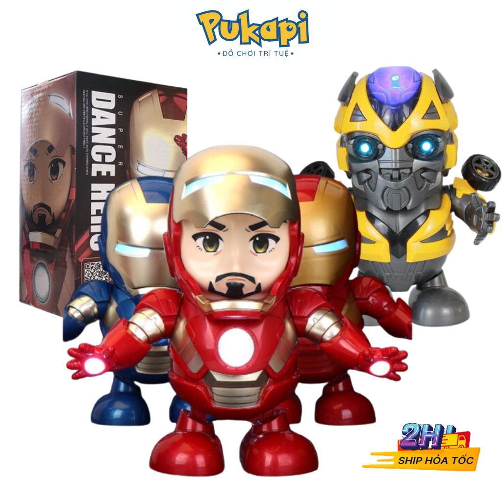 Đồ Chơi Robot Người Sắt Iron Man Robot Nhảy Múa Có Nhạc Và Đèn Cho Bé Vui Nhộn - Đồ Chơi Cho Bé PUKAPI