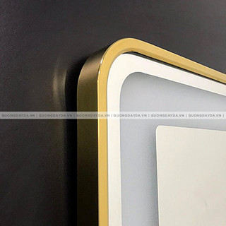 Gương LED Chữ Nhật Phun Cát Viền Treo Tường, Cảm ứng, Khung Viền Nhôm Cao Cấp, CN-PMV-KN