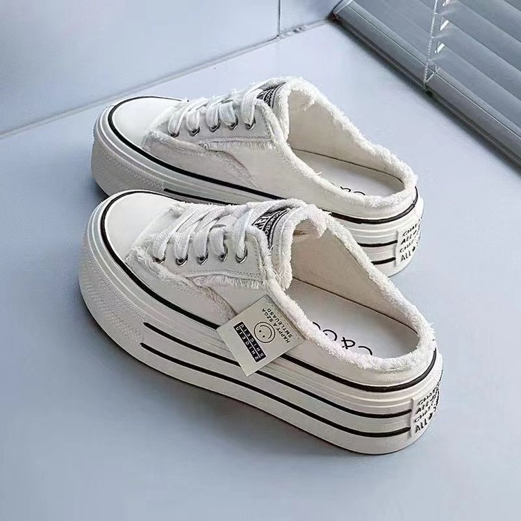 Giày sục nữ đế cao ( 5 Phân ) giày vải nữ canvas hở gót thời trang sang chảnh hàn quốc hàng quảng châu cao cấp