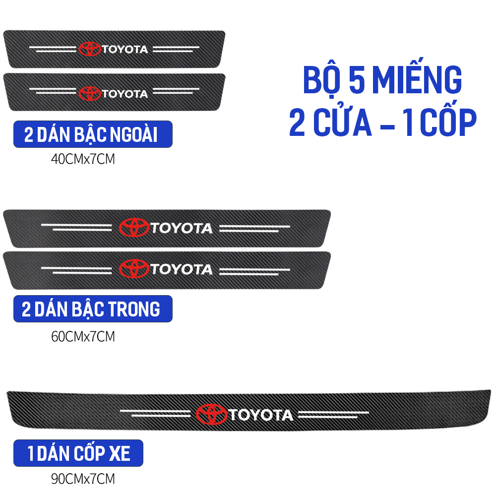Nẹp cửa chống trầy xước carbon bảo vệ bậc lên xuống cửa xe hơi oto Toyota Camry,Altis,Vios,Wigo,Yaris,Fortuner, Innova