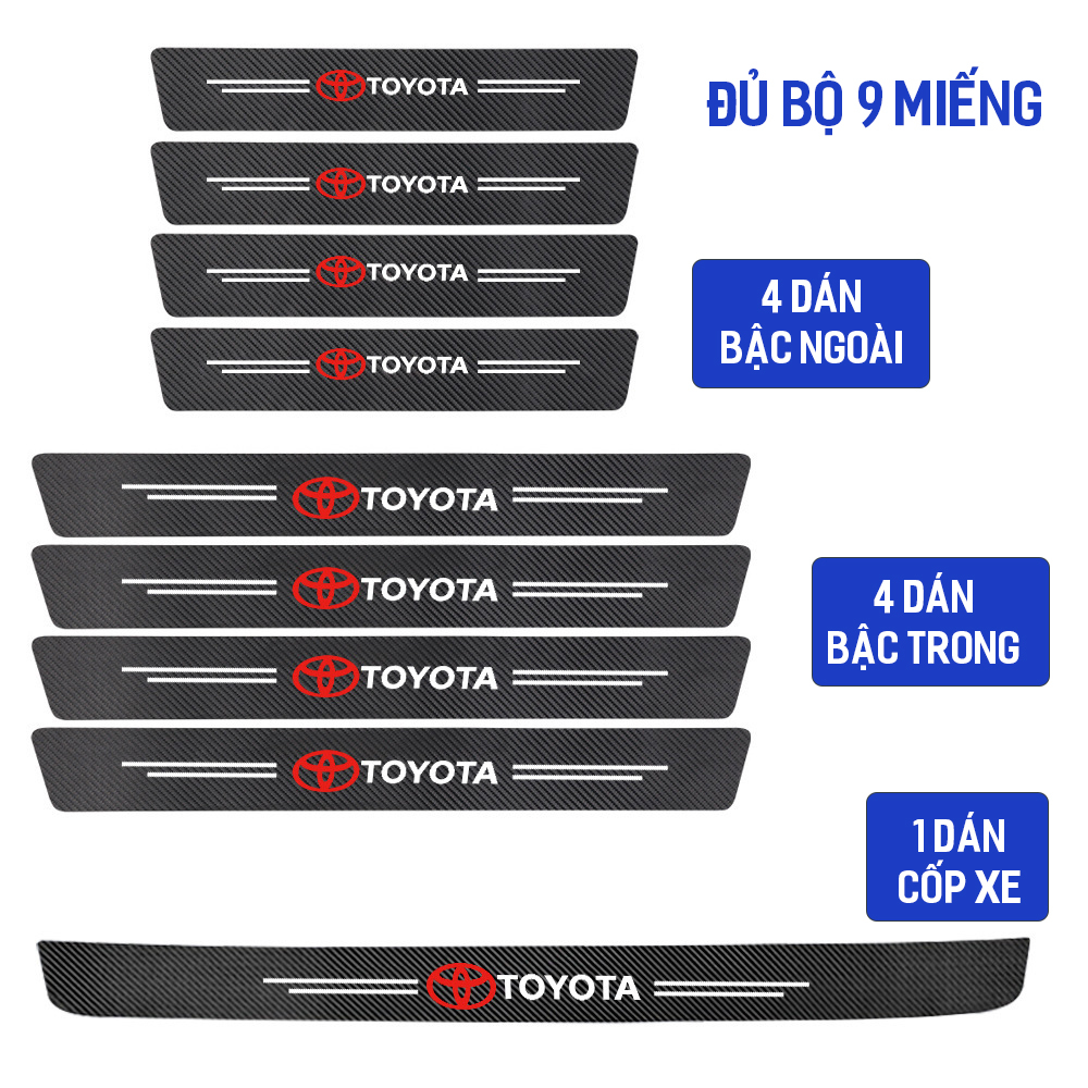 Nẹp cửa chống trầy xước carbon bảo vệ bậc lên xuống cửa xe hơi oto Toyota Camry,Altis,Vios,Wigo,Yaris,Fortuner, Innova