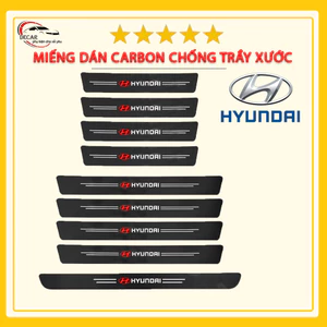 Nẹp cửa chống trầy xước dán vân carbon bảo vệ bậc cửa xe hơi oto Hyundai i10,Accent,Elantra,Kona,Creta,Tucson,Santa Fe
