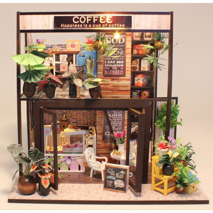 Đồ Chơi Mô Hình Lắp Ráp Nhà Gỗ Tí Hon DIY Coffee House M027 ( LOẠI TO
