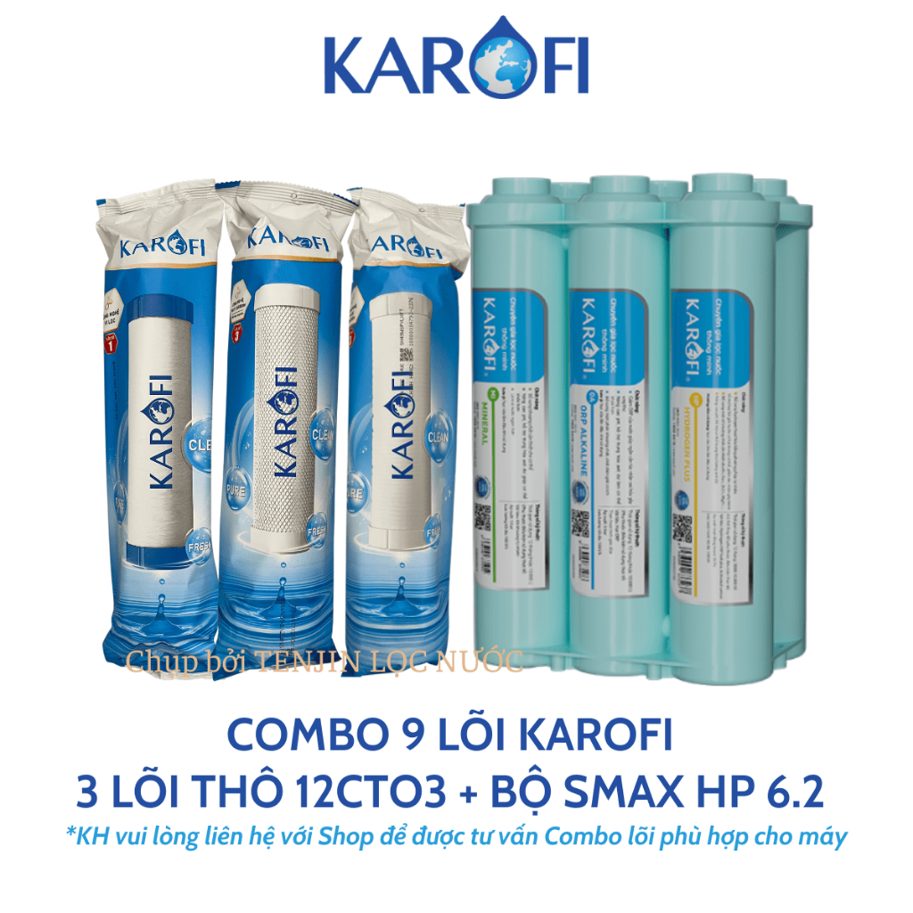 Combo Bộ Smax HP 6.2 Và Lõi Lọc Thô 123 Karofi Dòng LIVOTEC, Smax Pro, Smax Pro V Mới