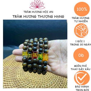 Vòng tay bằng trầm hương Sánh chìm 10 ly mix charm Omani -An yên-May mắn và Thanh lịch-Trầm Hương Hội an