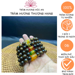Vòng tay bằng trầm hương Sánh chìm 12 ly mix charm Omani -An yên-May mắn và Thanh lịch-Trầm Hương Hội an