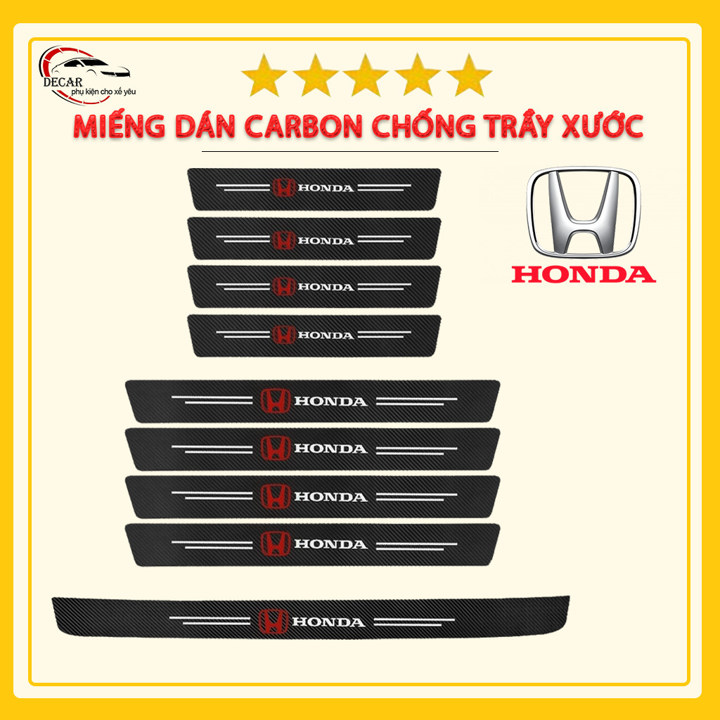 Miếng dán vân carbon nẹp cửa chống trầy xước bậc lên xuống oto xe hơi Honda Brio,City,Civic,HR-V,CR-V,Accord,Jazz