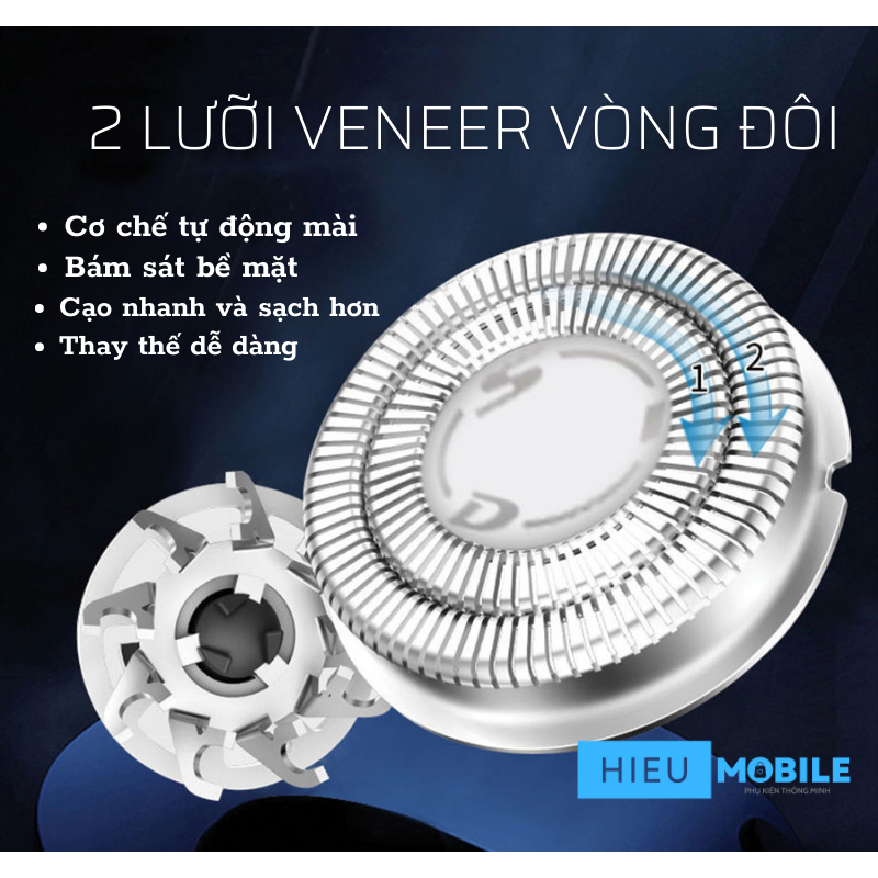 Máy cạo râu SID RS215 8W chống nước toàn thân và phụ kiện đầu lưỡi thay thế