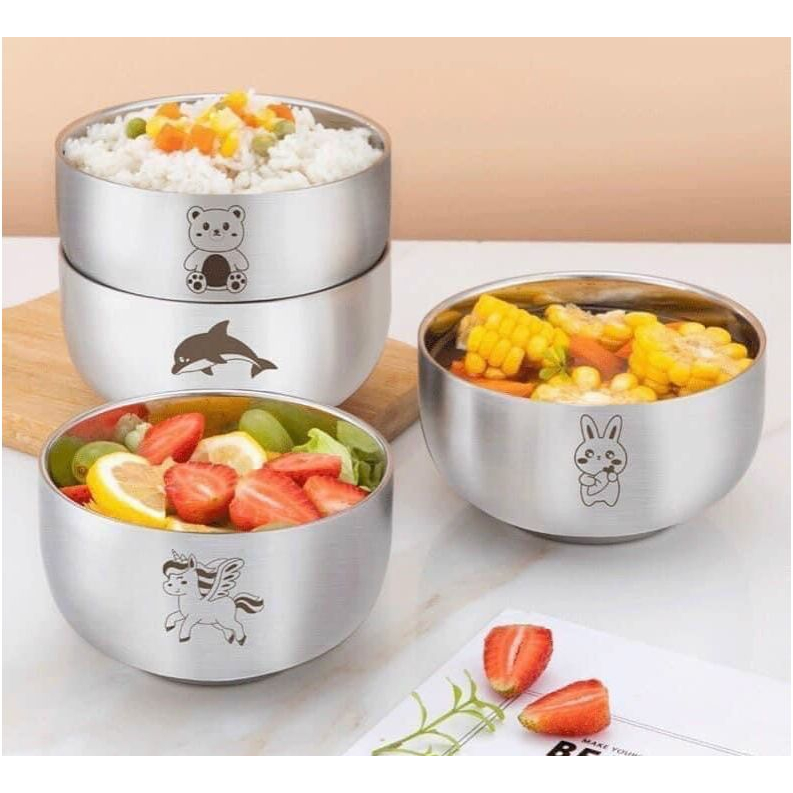 Bát Inox Siêu Nhẹ, Chống Bỏng Cho Bé, Chất Liệu Thép Không Gỉ 304 ...