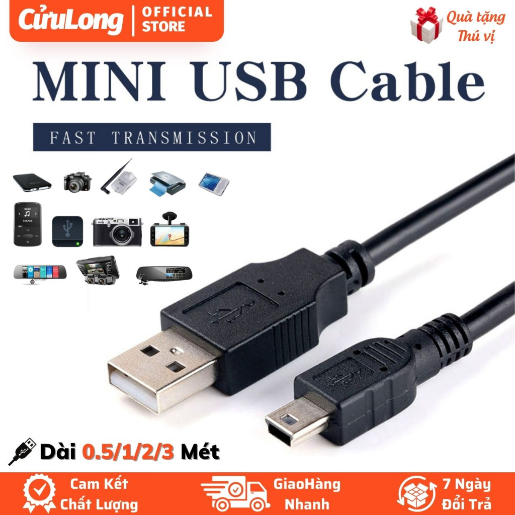 Cáp Mini USB dây sạc mini USB đầu vuông cho máy ảnh máy tính laptop máy ...