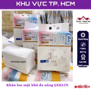 Bịch 150 Khăn lau mặt khô dùng một lần, chất liệu cotton GELKIN - mềm mịn, siêu thấm hút