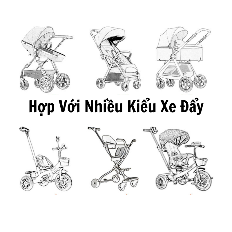 Ô Dù Trẻ Em Gắn Cố Định Xe Đẩy Che Nắng Mưa Gió Cho Con, Ô Dù Gấp Gọn Gắn Vào Xe Đạp Chắc Chắn