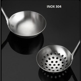 Bộ Muôi, Muôi Đục Lỗ Inox 304 - Cán Tròn Dài 28.5cm Miệng 7cm Dùng Cho Canh & Lẩu