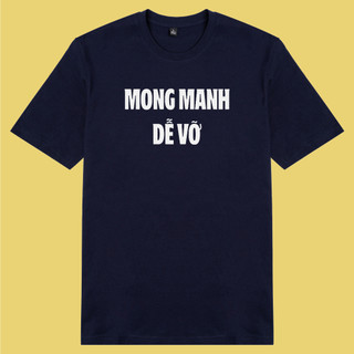 Áo thun cotton 100% unisex, phong cách thời trang hàng đầu in chữ Mong manh dễ vỡ