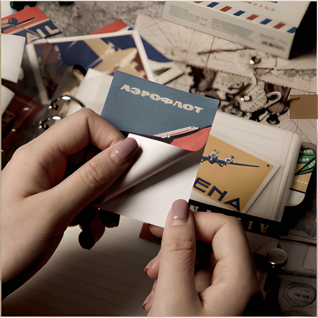 Sticker trang trí và giấy note ghi chú hộp 40 miếng chủ đề AIR MAIL HD125-KD
