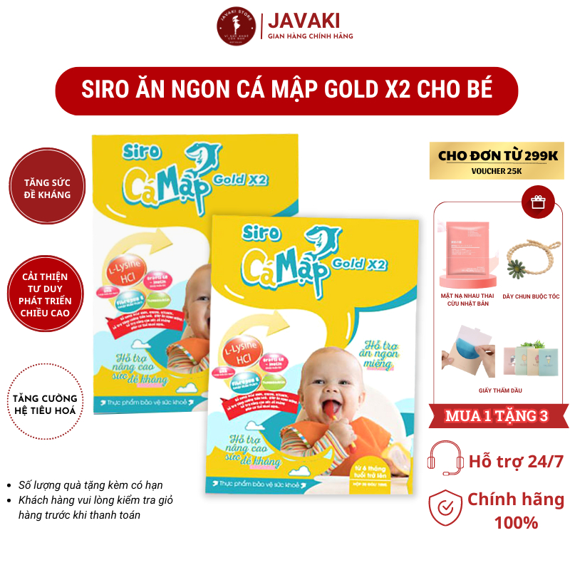 (Đã bán 160) Siro ăn ngon cá mập Gold X2 hộp 30 giúp bé ăn khỏe ngủ ngon, tiêu hóa tốt JAVAKI STORE