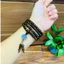 Vòng tay bằng trầm hương sánh chìm 6ly 108 hạt mix charm hoa mẫu đơn đá Aqua.