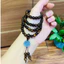 Vòng tay bằng trầm hương sánh chìm 6ly 108 hạt mix charm hoa mẫu đơn đá Aqua.