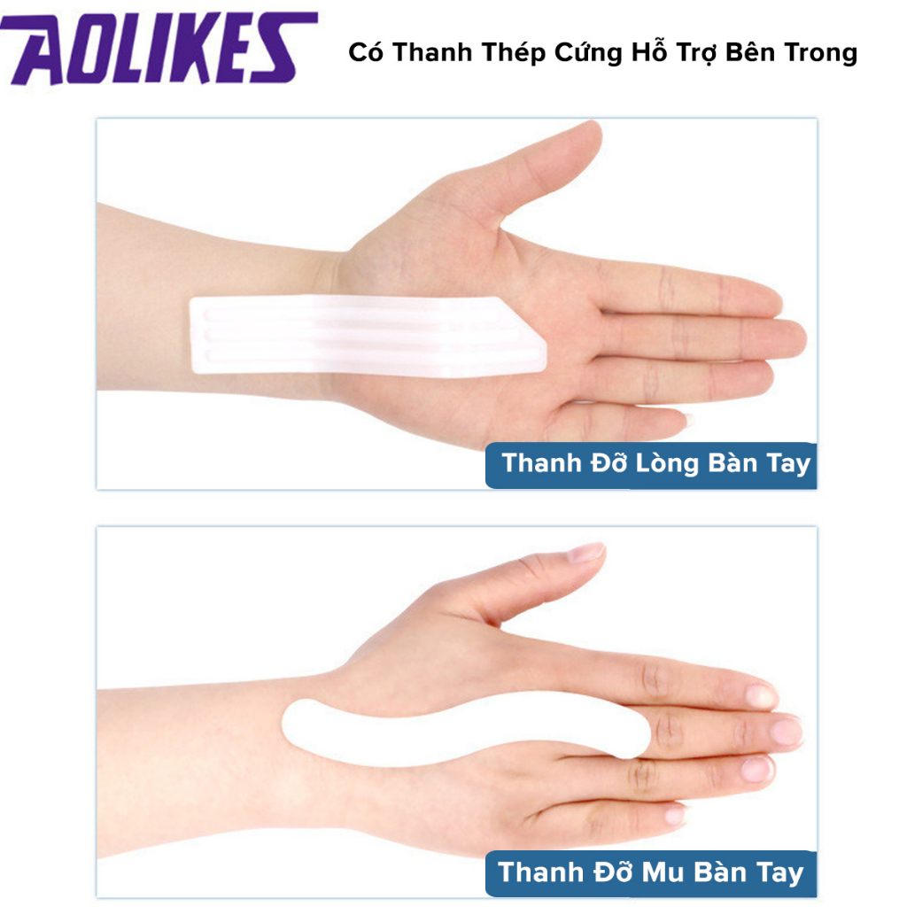 Ảnh Đai Nẹp Cố Định Khớp Cổ Tay Với 2 Thanh Nẹp Trên Dưới AL 1671 Chính Hãng AOLIKES Cho Người Chấn Thương Bong Gân Cổ Tay 4