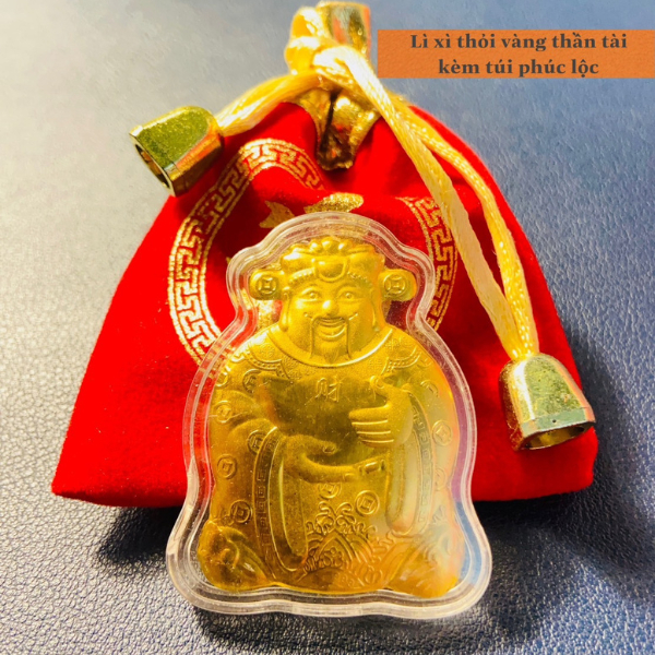 Vía Ông Thần Tài Mạ Vàng Kèm Túi Gấm Phúc Lộc, Làm Quà Tặng
