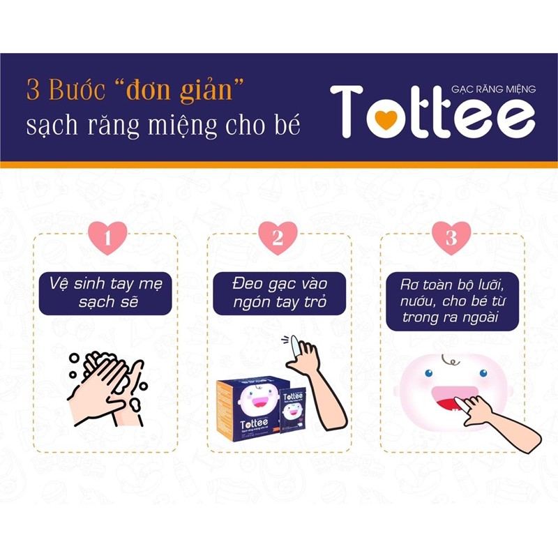 [QUÀ TẶNG KHÔNG BÁN] Quà tặng 1 hộp gạc rơ lưỡi Tottee, vệ sinh răng miệng cho bé
