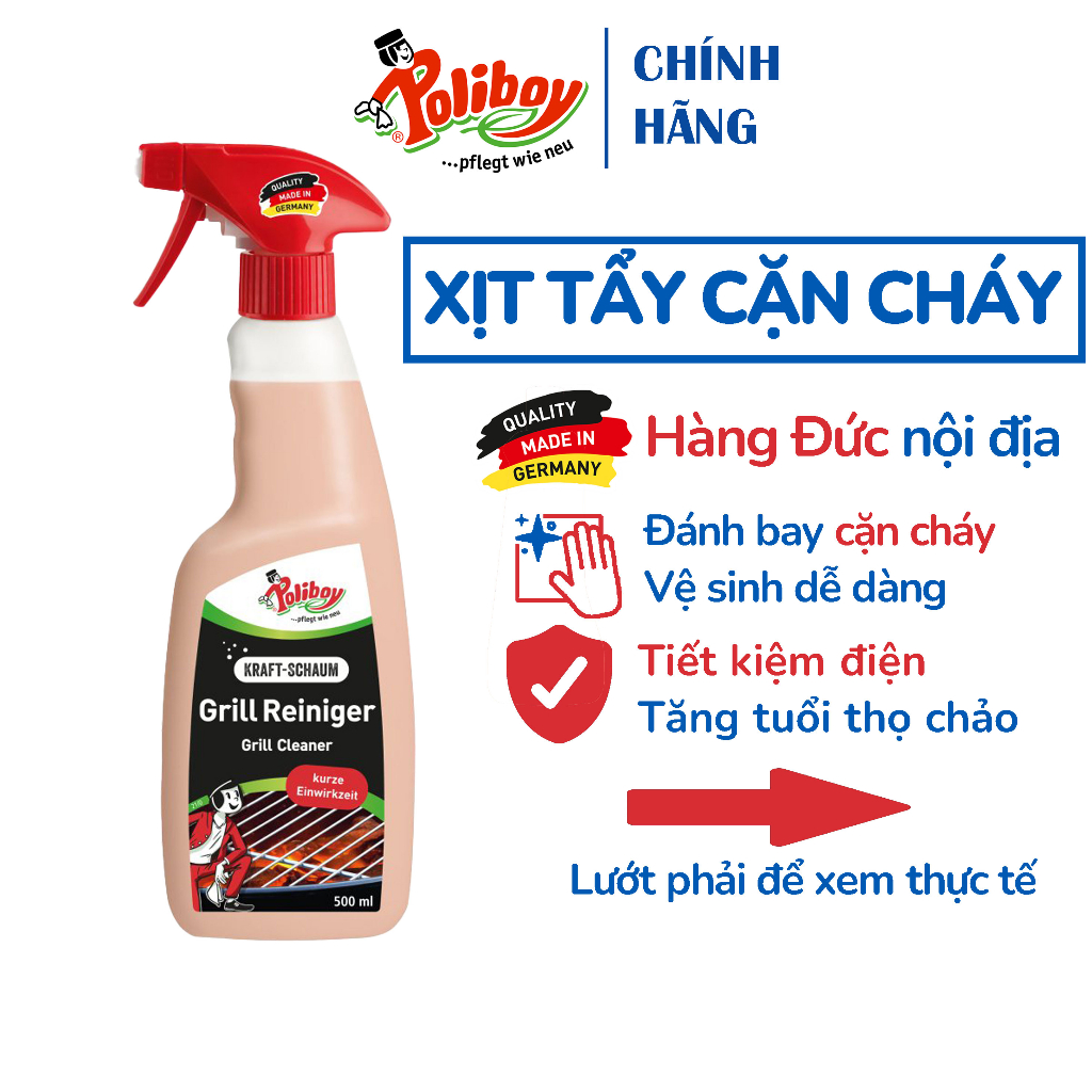 Ảnh Tẩy Cặn Cháy Đáy Chảo, Đáy Nồi POLIBOY Loại Bỏ Cặn Cháy, Không Làm Hại Chảo, Vệ Sinh Lò Nướng, Vỉ Nướng, Nồi Chiên 500ml 1