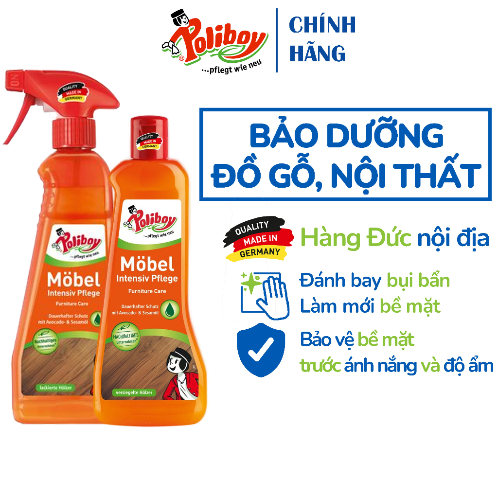 Ảnh Xịt Bảo Dưỡng và Vệ Sinh Đồ Gỗ Nội Thất POLIBOY Làm Sạch Đồ Gỗ, Đánh Bóng, Bảo Dưỡng Đồ Gỗ Nội Thất, Chống Ẩm Mốc 1